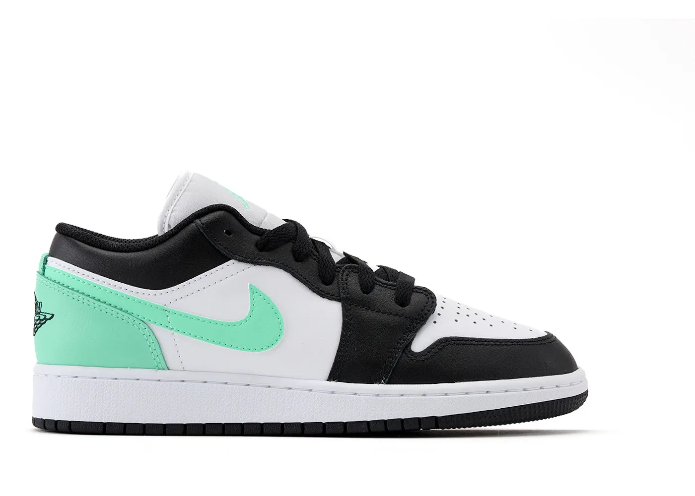 Детские кроссовки Lifestyle с контрастными элементами Jordan 1 Low Jordan, White Black Green Glow