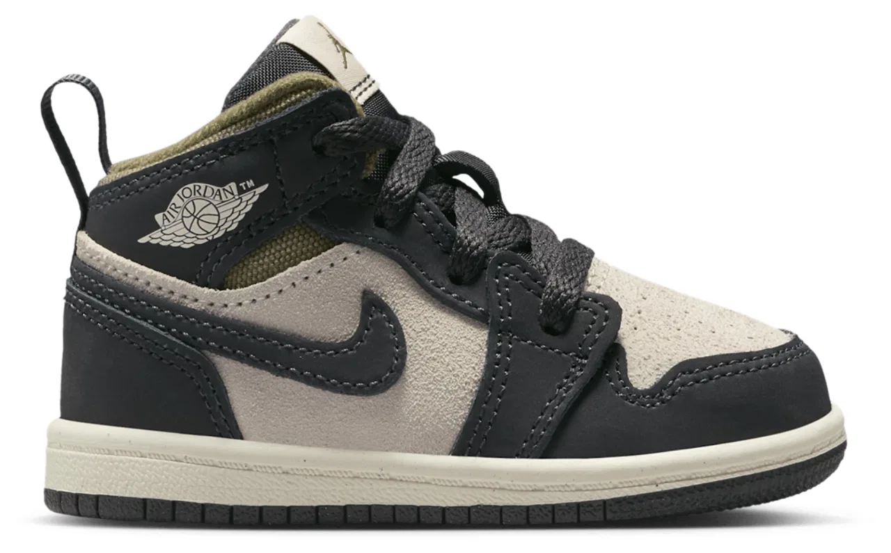 Кроссовки для мальчиков Jordan 1 Mid SE, цвет Light Orewood/Off Noir/Medium Olive