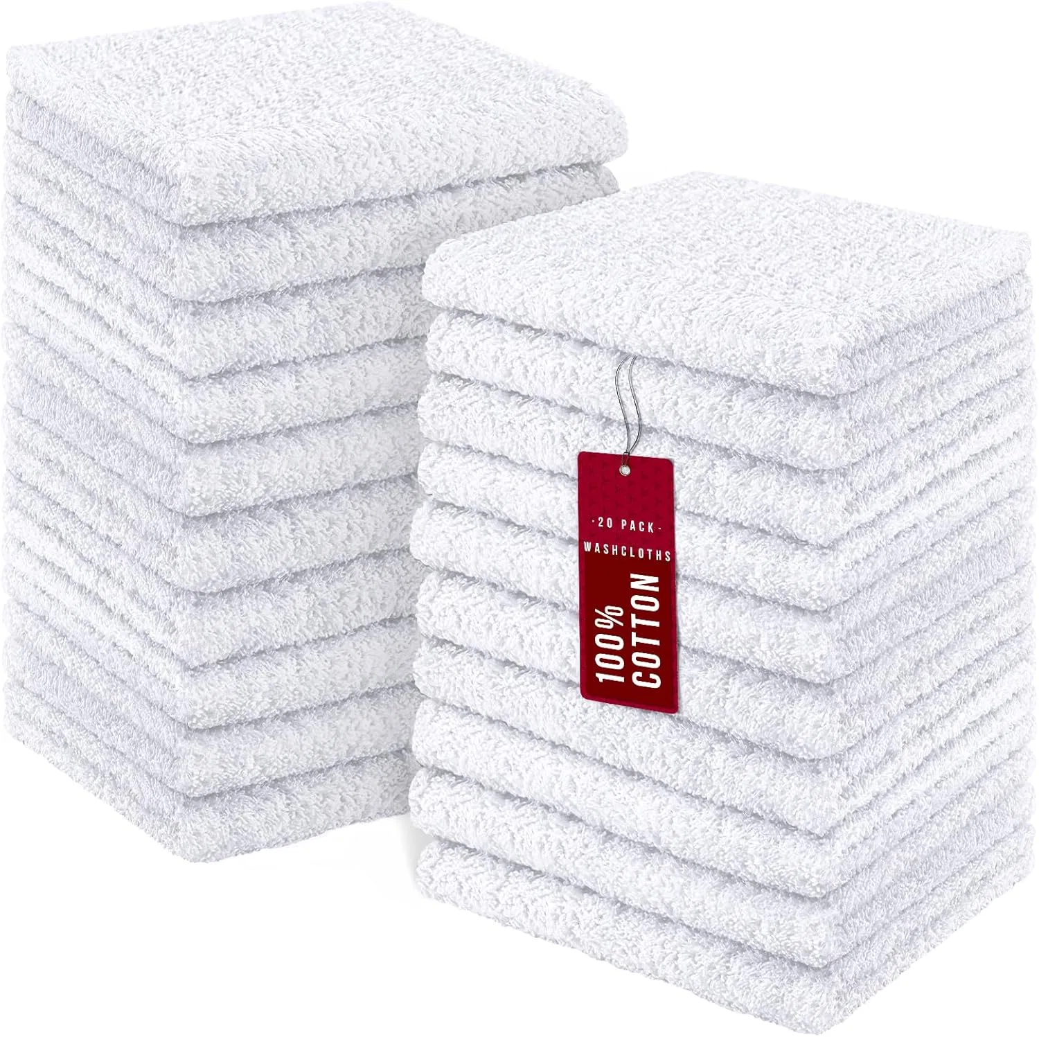 Мочалки 100% хлопок 12x12 дюймов DecorRack, 20 шт, Белый