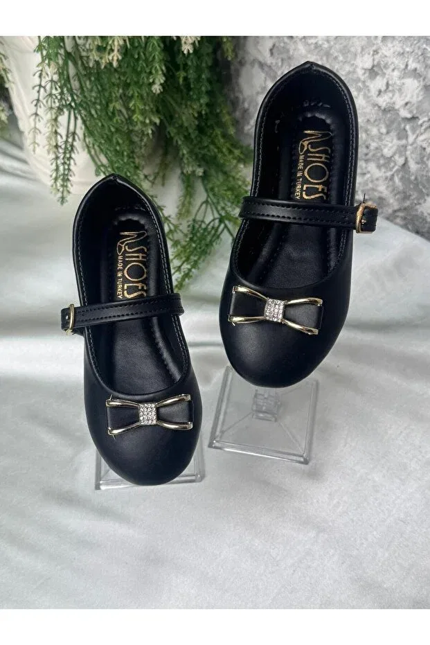 Детские балетки для девочек с ремешком Shoes, Black