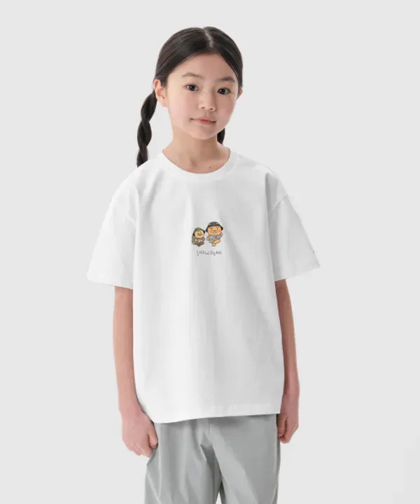 Футболка детская с принтом Ryan и Chunsik, Snowpeak Apparel Kids, белый