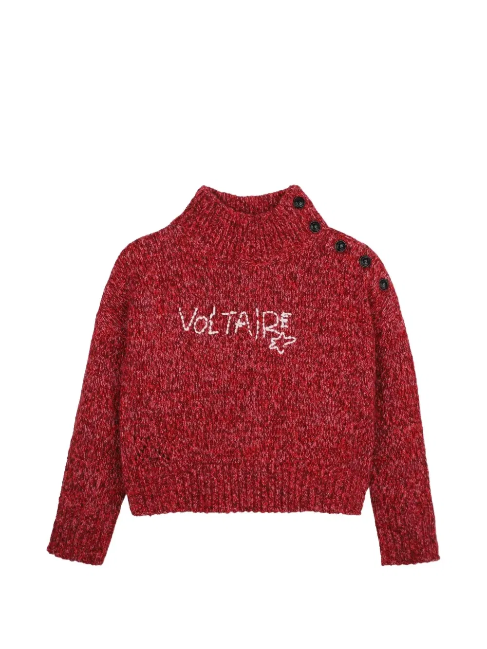 Свитер с пуговицами на плече и вышивкой Zadig & Voltaire Kids, красный