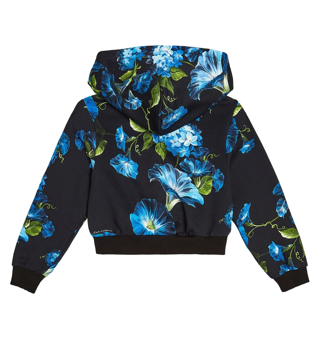 Худи из хлопкового джерси с цветочным узором Dolce&Gabbana Kids, черный — фото 4