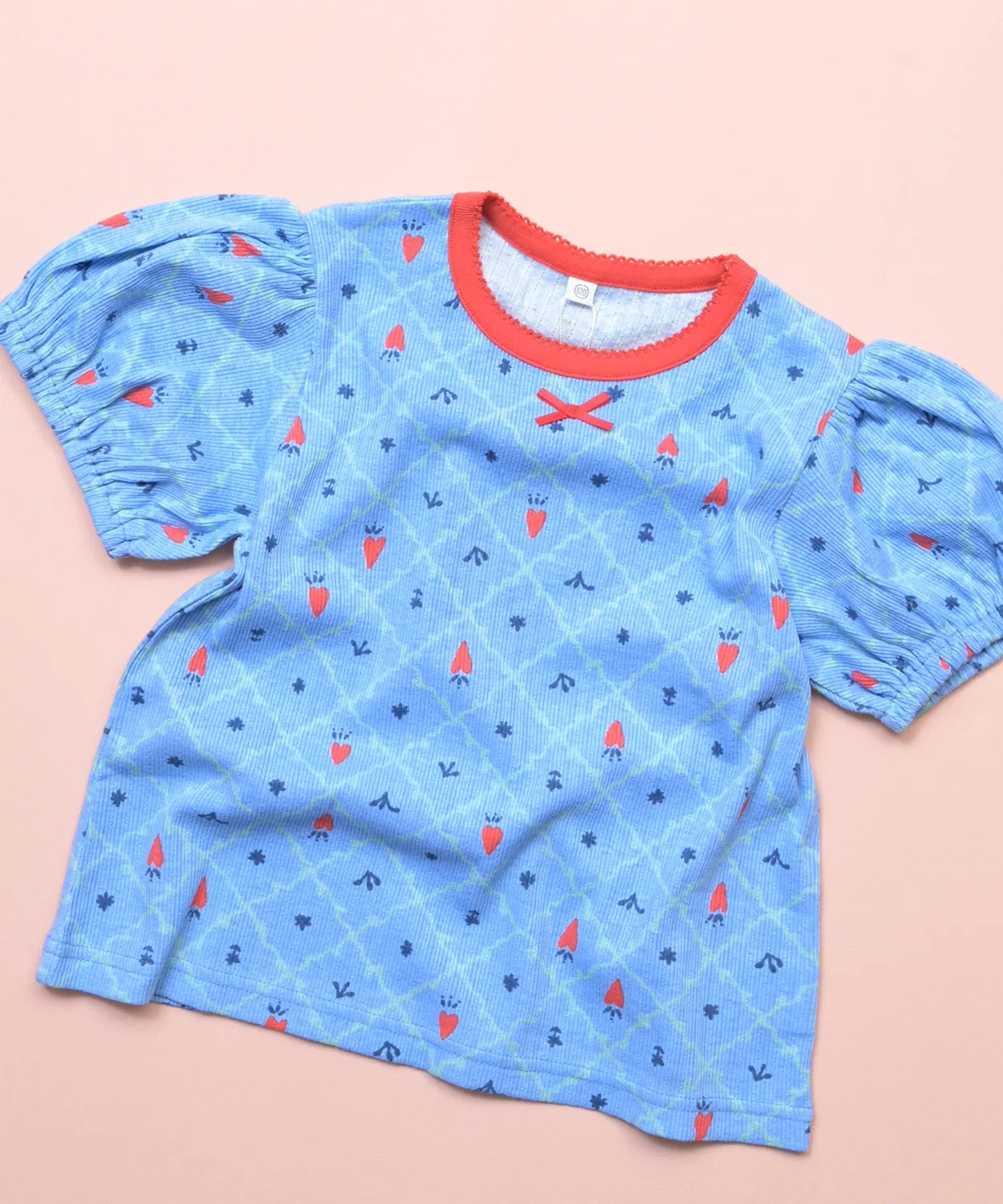 Детская футболка с коротким рукавом, с принтом, модель Puff Sleeve Top MARKEY'S, Light Blue