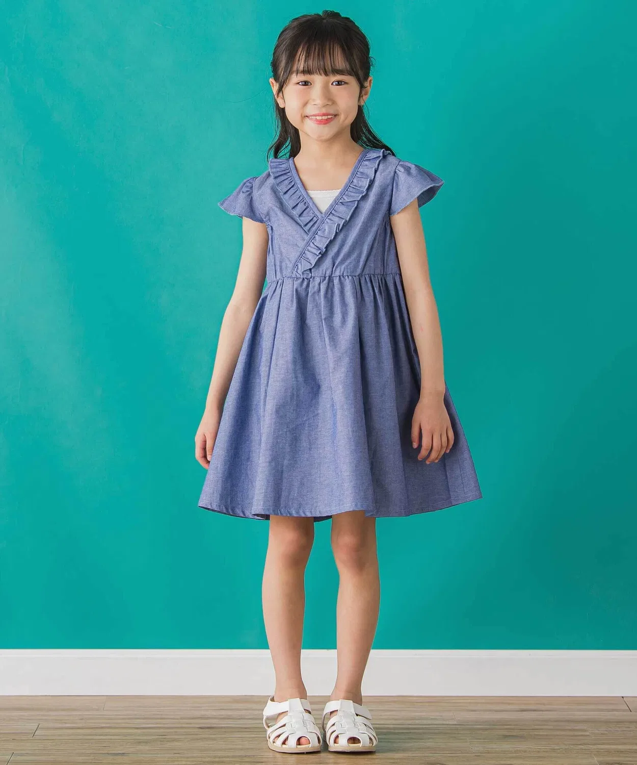 Детское платье для девочек с фриллами и кашкулем BeBe Petits Pois Vert, Grey — фото 2