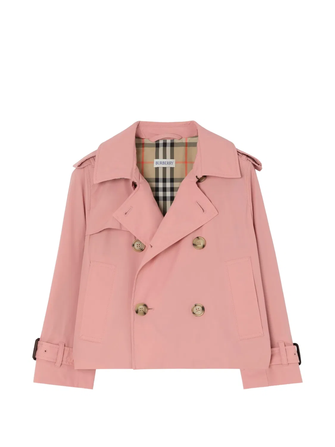 Тренч из нейлона Burberry Kids, розовый