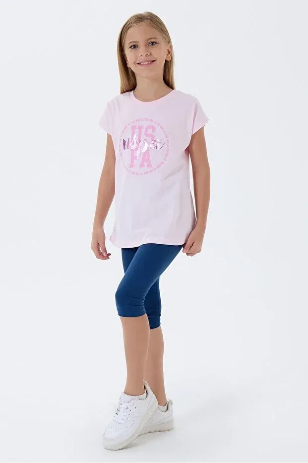 Детские леггинсы для девочек хлопковые Basic U.S. Polo Assn., Pink — фото 2