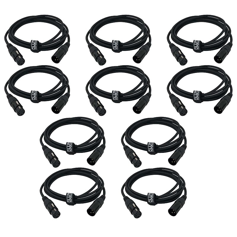 

10-футовые соединительные кабели Sure-Fit DMX, 10 шт. American DJ 10FT Sure-Fit DMX Connecting Cables 10 Pack