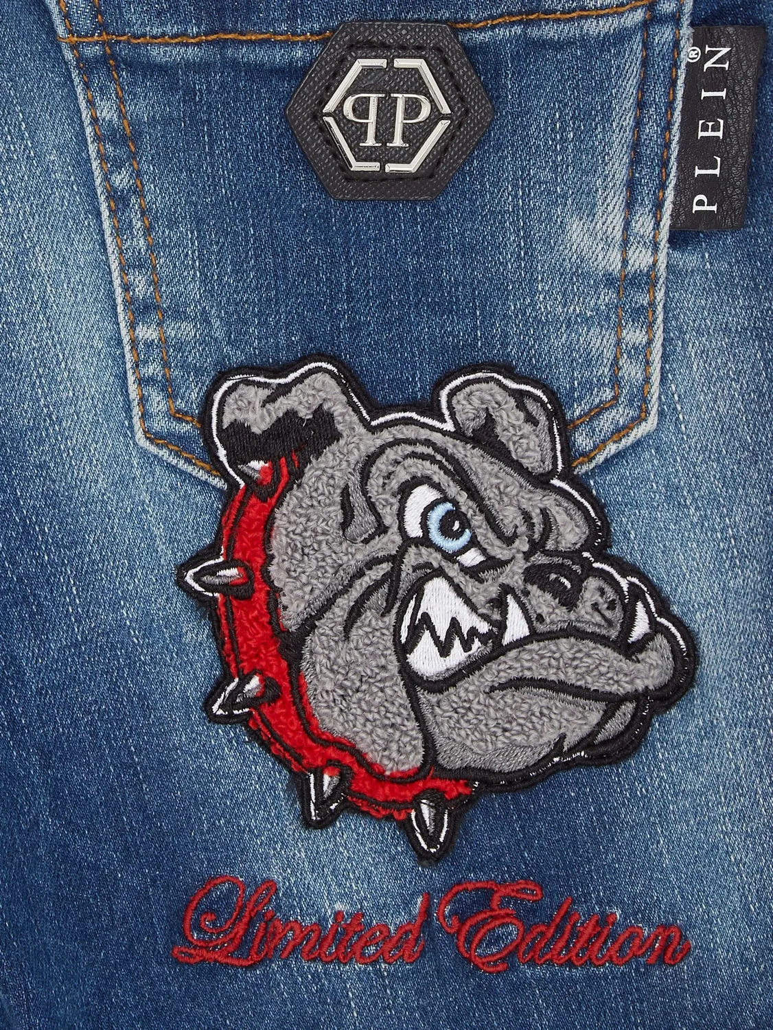 Шорты из денима с аппликацией Philipp Plein, небесно-голубой — фото 2