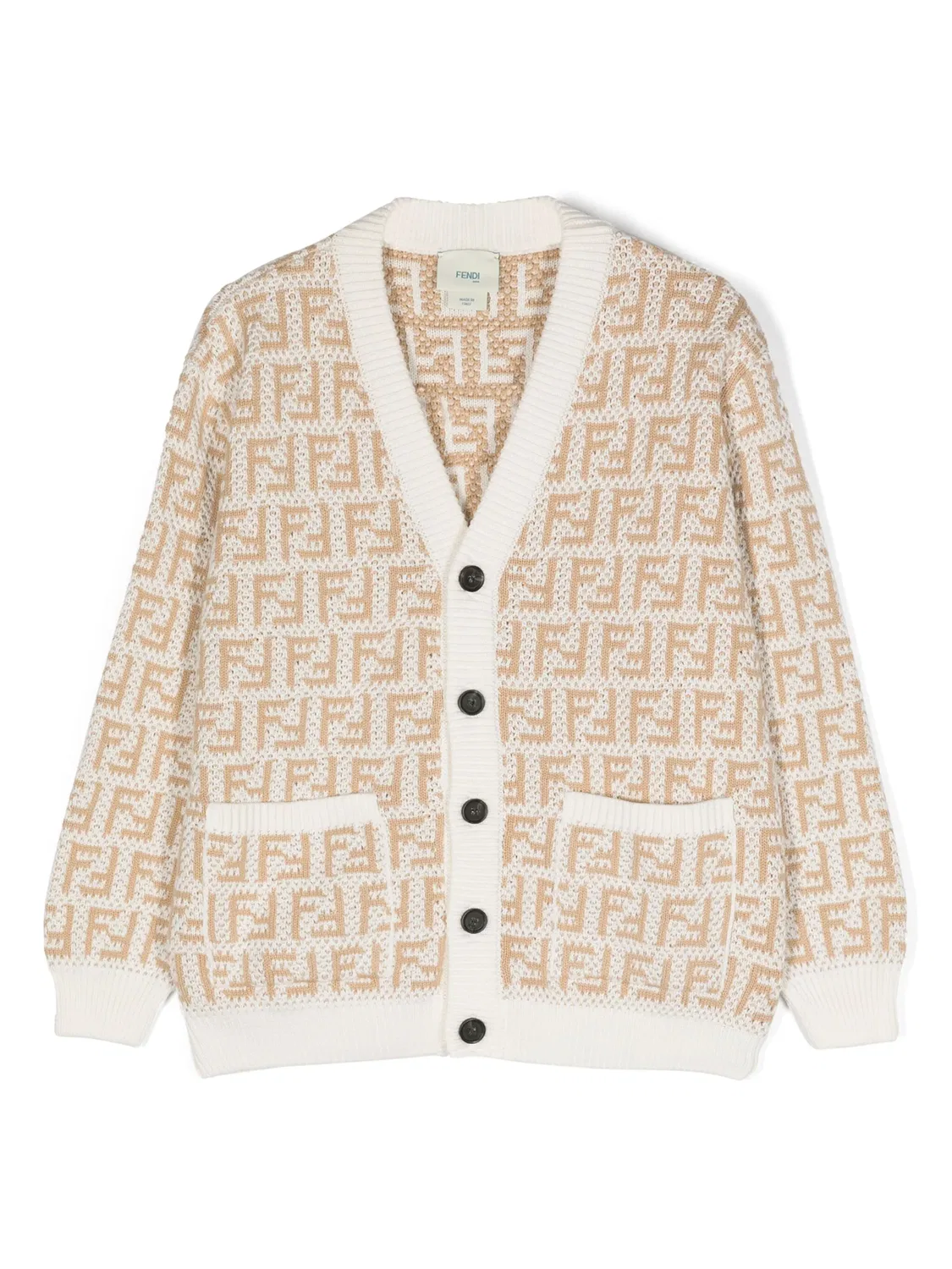 Кардиган с мотивом FF из хлопка FENDI, белый