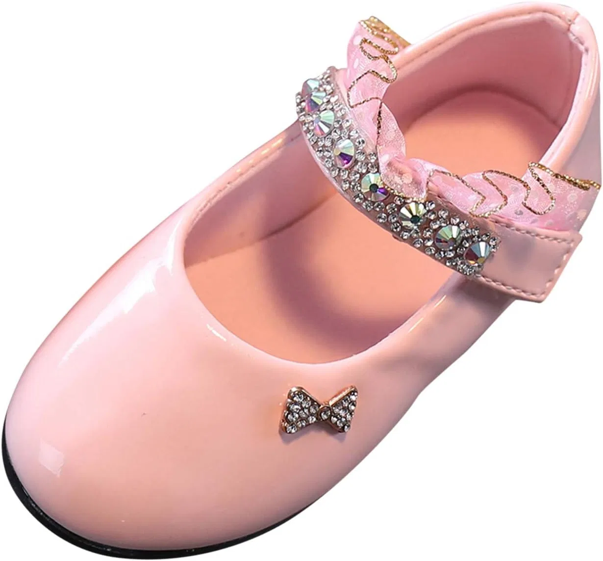 Детские туфли Мэри Джейн для девочек с принтом Rhinstones Mary Jane Ballet Flats Flower Girl School Party Wedding Shoes, Pink