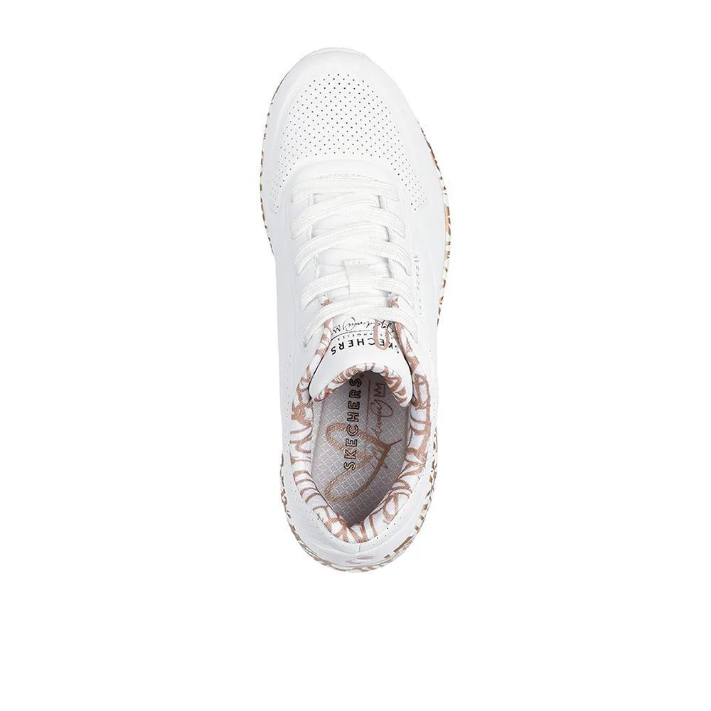 Детские кроссовки с принтом Uno Ravaged Love Skechers, Weiss Gold — фото 3