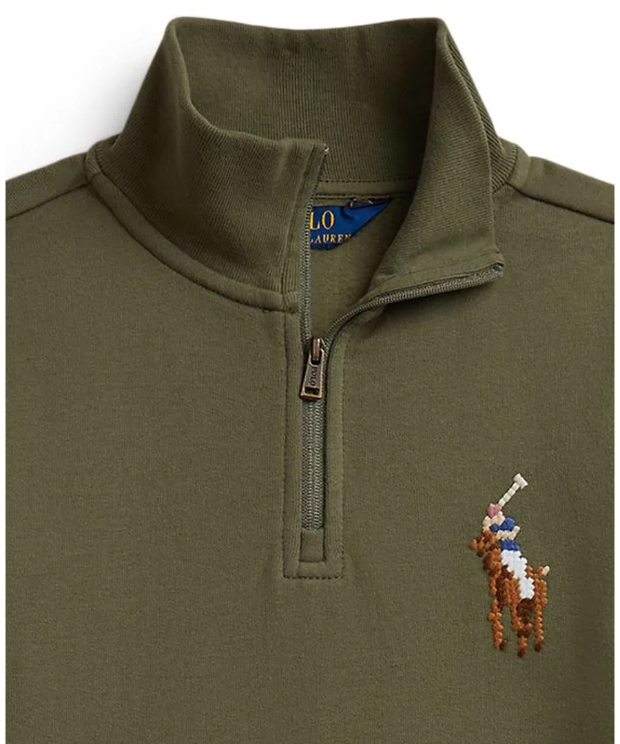 Свитшот с длинным рукавом, quarter-zip, с вышивкой Polo Ralph Lauren, Cruise Olive — фото 3