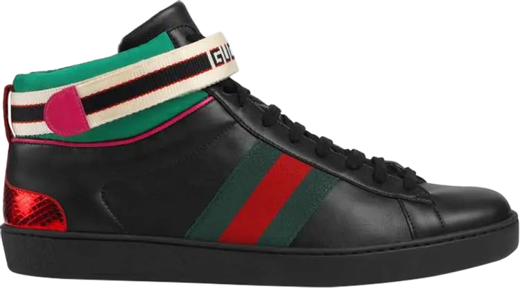 

Кроссовки Gucci Stripe Ace High Top, черный