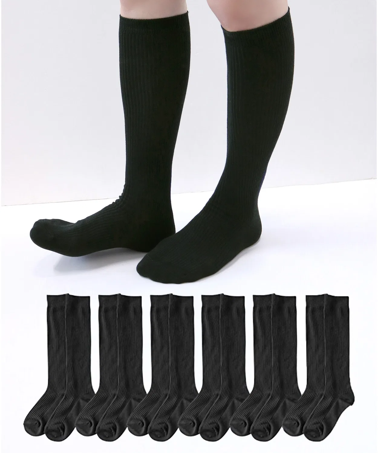 Детские носки с антибактериальной обработкой, комплект из 6 пар, 16-24 см, School Socks, box408, Black