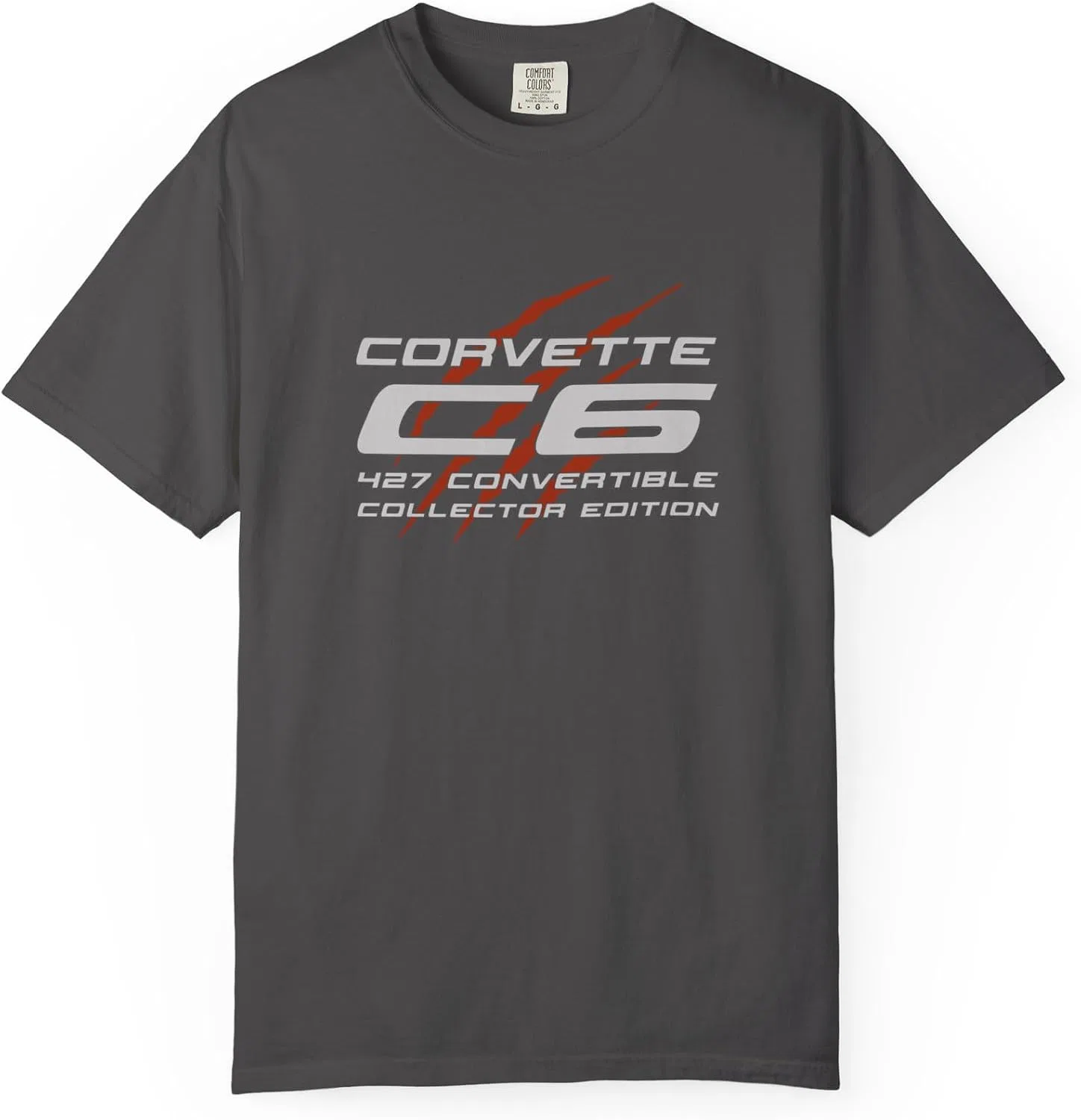 Женская футболка с принтом спортивного автомобиля, Premium C6 Racing Logo, графитовый