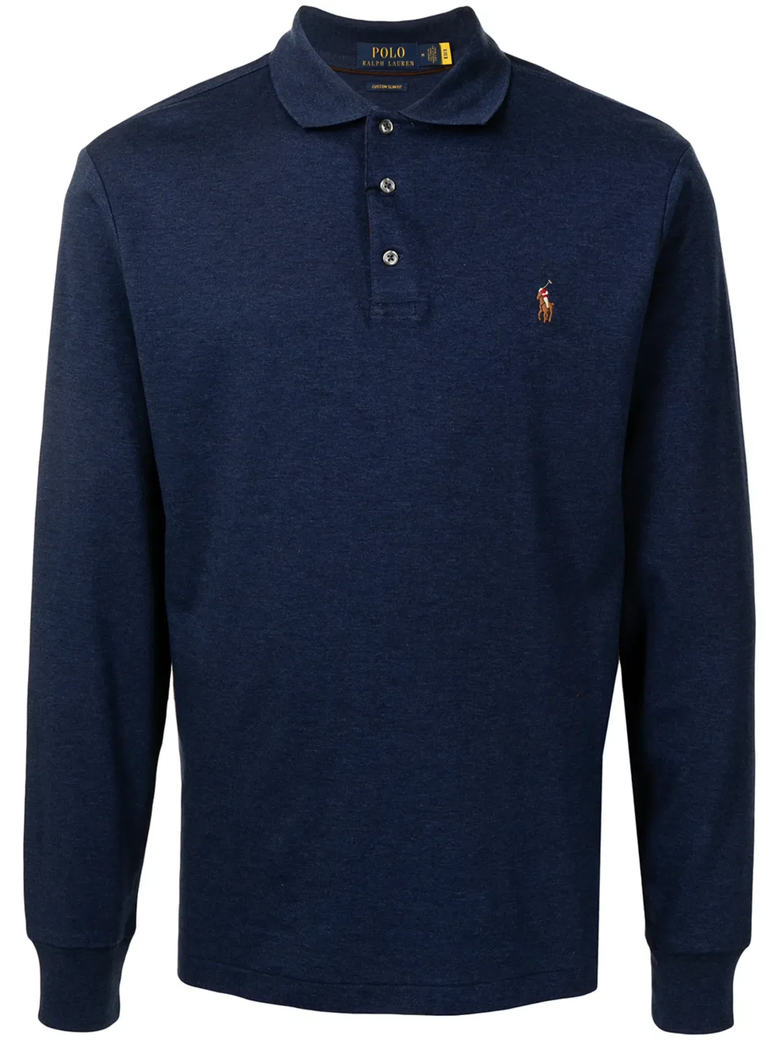 Поло с длинным рукавом с вышитым логотипом Polo Ralph Lauren, синий