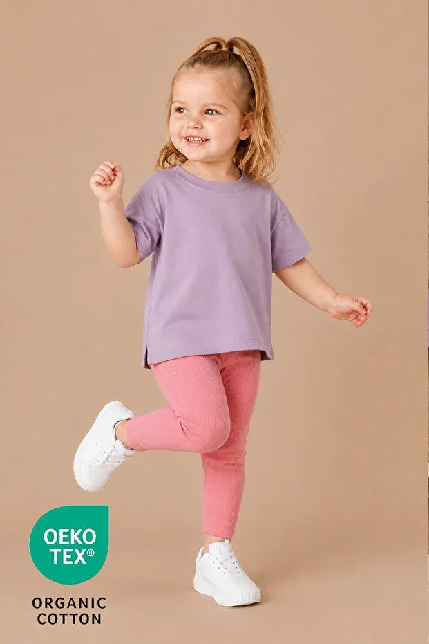 Детский комплект футболок для девочек хлопковый Luppinos, Lilac-Pink — фото 3
