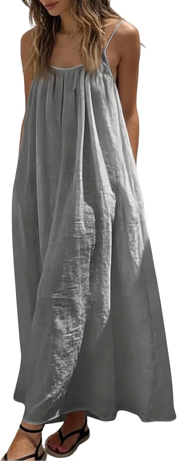 Женское летнее платье-комбинация с открытой спиной Cami Lounge, Gray — фото 4