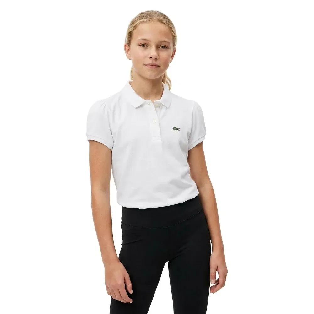 Детское поло для девочек с коротким рукавом Lacoste kids, White
