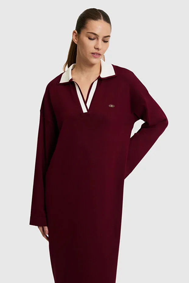 Женское платье трикотажное с длинным рукавом U.S. Polo Assn., Burgundy — фото 2