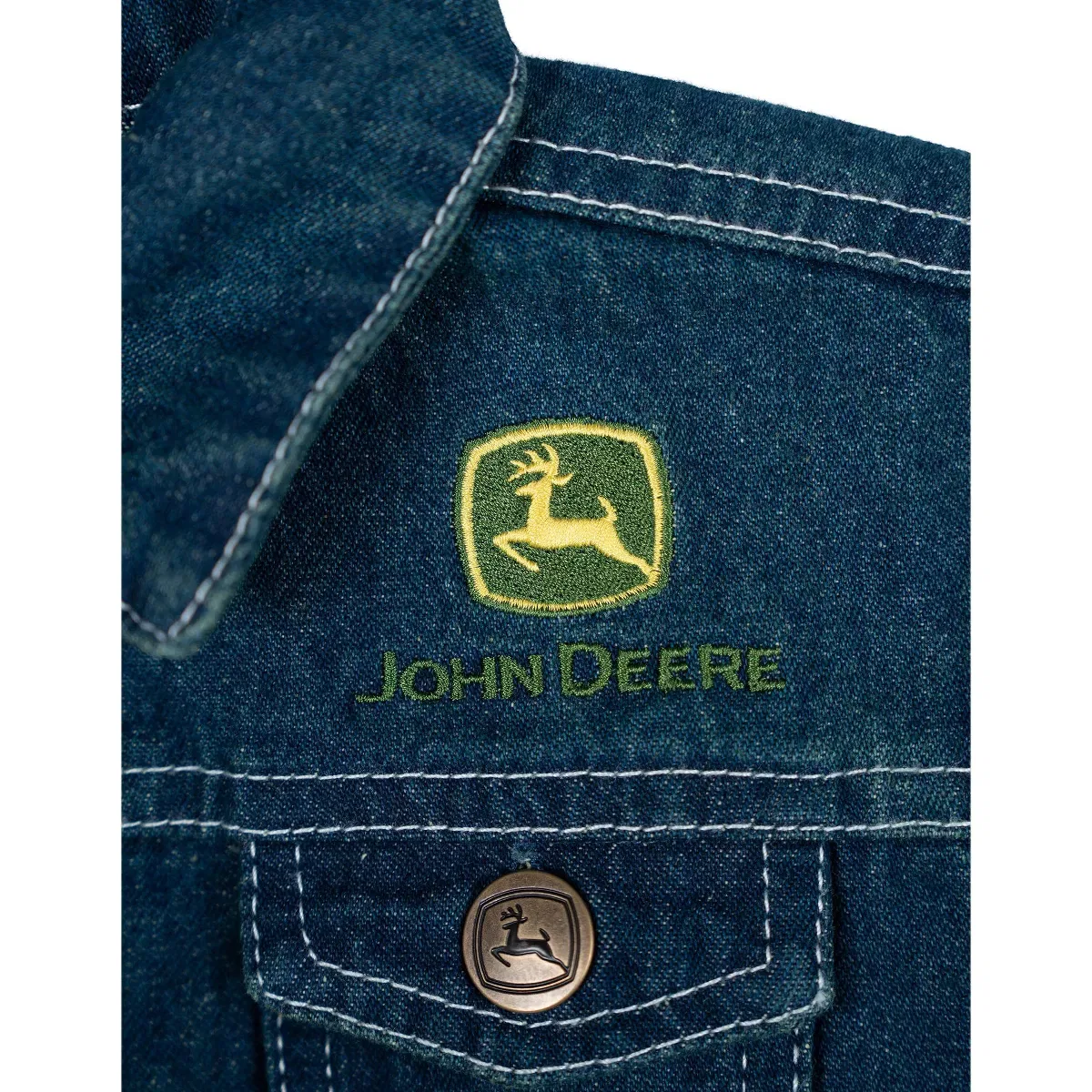 Детское джинсовое пальто для мальчиков с принтом John Deere Tractor Denim Jacket John Deere, Dark Wash Blue — фото 4