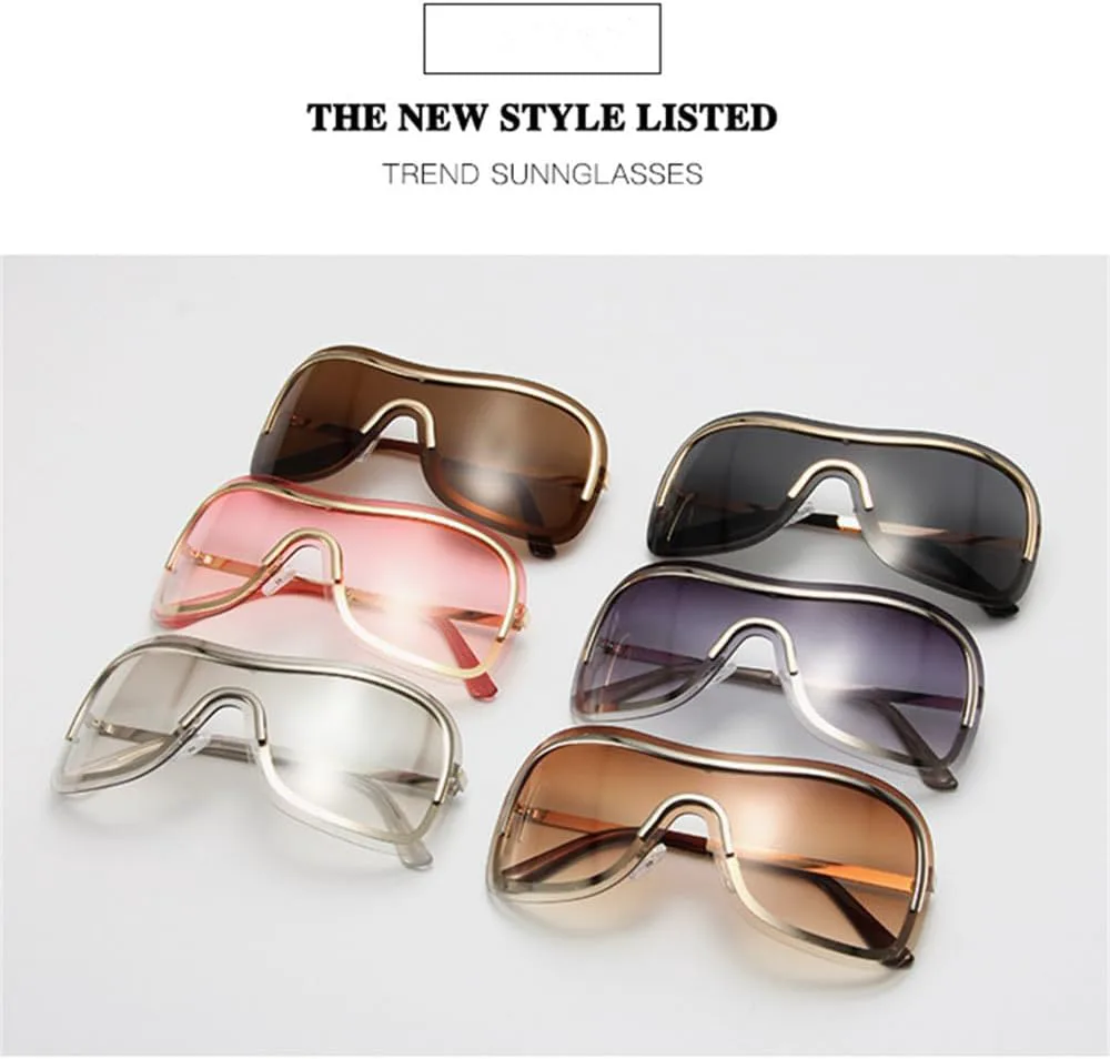 

Большие солнцезащитные очки-щиток без оправы для женщин и мужчин, цельные линзы, защитная маска, ветрозащитные большие солнцезащитные очки UV400 HDUBFY, Black