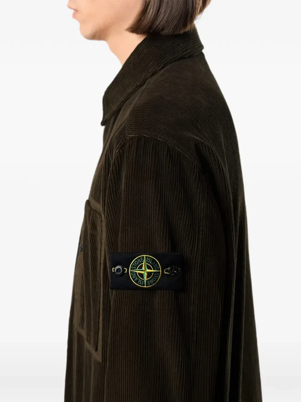 Вельветовая рубашка-куртка с накладными карманами Stone Island, коричневый — фото 4