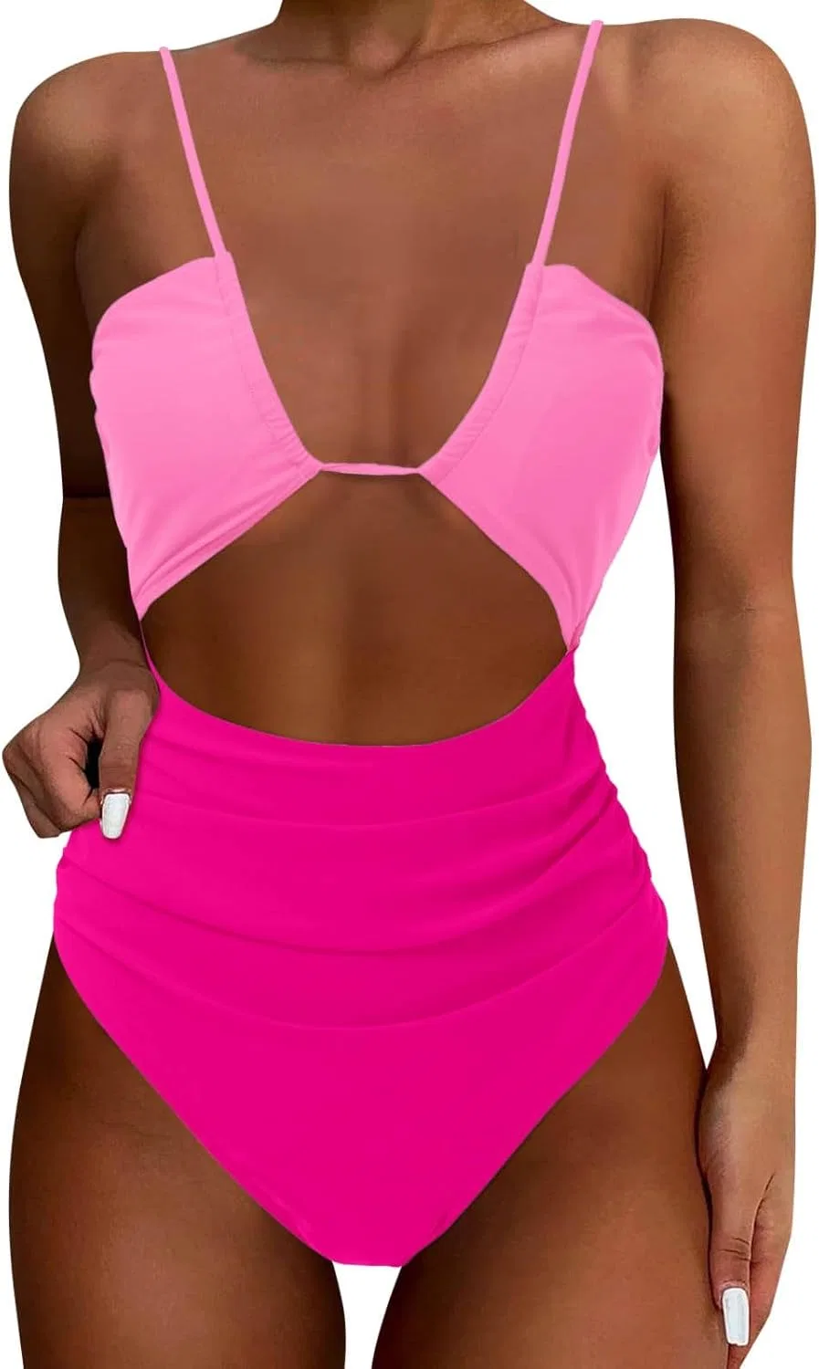 Женский слитный купальник с утяжкой One Piece, Pink