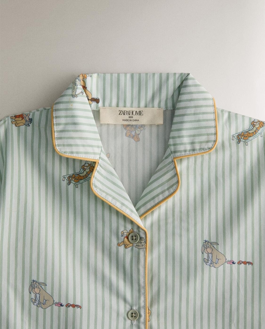 Детская пижама Zara Home Winnie The Pooh Poplin, 2 предмета, голубой/зеленый — фото 4