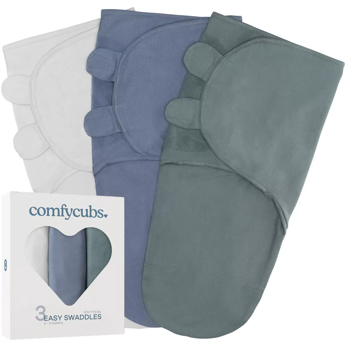 Детский комплект пеленок-коконов 3 шт с липучками Comfy Cubs, Blue