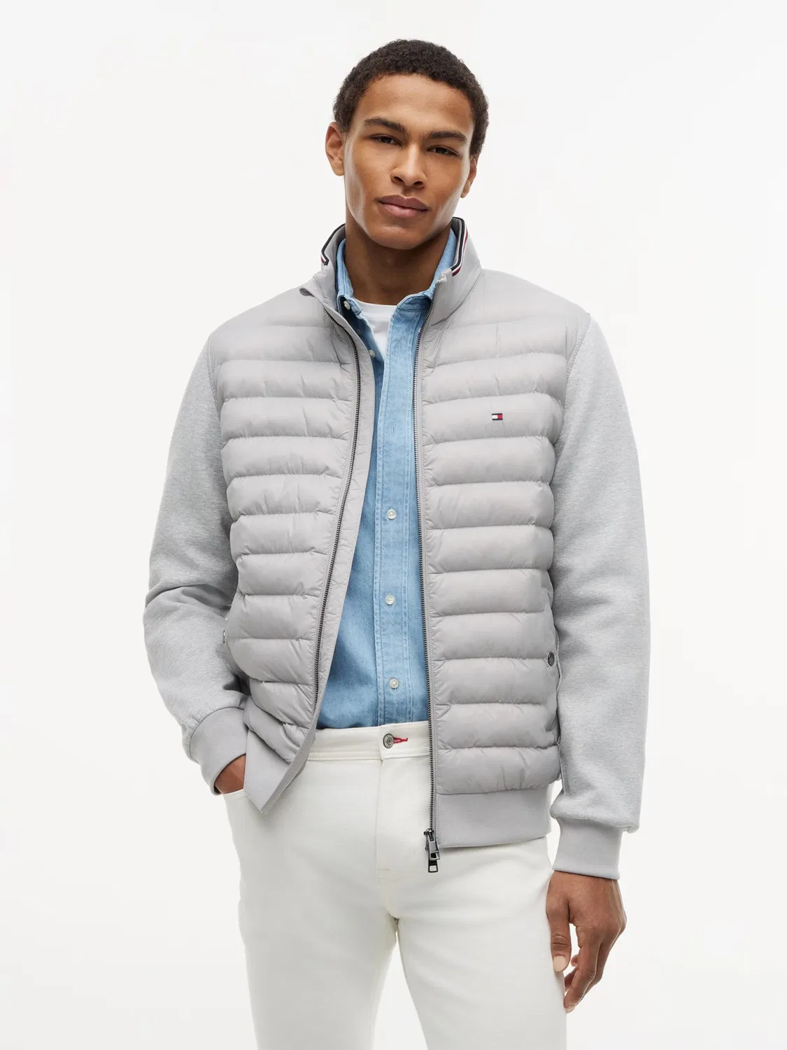 Куртка Tommy Hilfiger Between-Season Jacket Mixed Texture Intechno Zip-thru, серый — фото 2