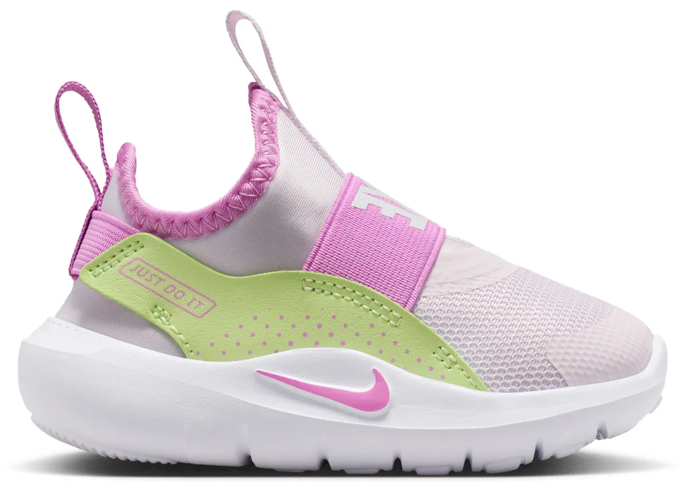 Детские кроссовки для мальчиков и девочек без шнурков Nike Flex Runner 4 Nike, Light Violet Light Liquid Lime White Light Magenta