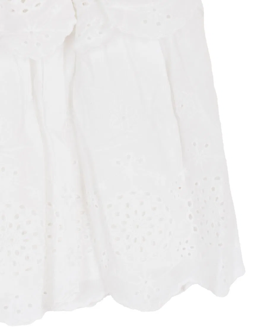 Платье с квадратным вырезом и воланами Cotton Eyelet, модель Flutter Rare Editions, Белое — фото 4