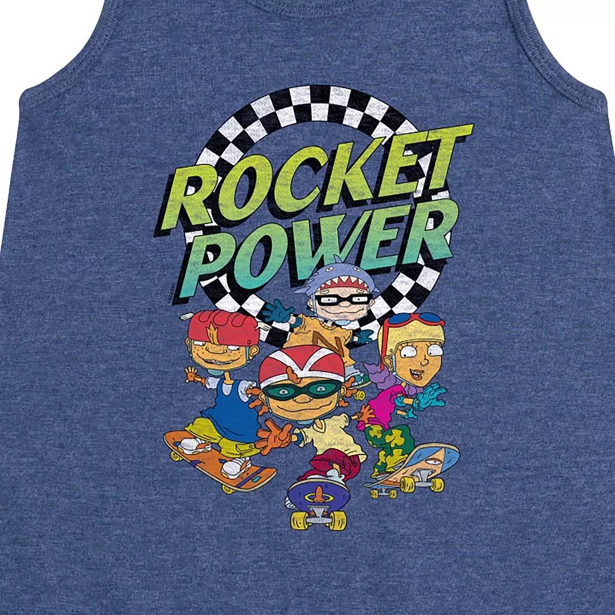 Детское платье-трапеция без рукавов с принтом Rocket Power, Heather Navy — фото 2