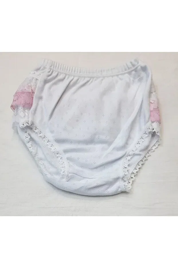 Детские трусы для девочек кружевные Sundan akyüz lace Berkay, White Pink — фото 4
