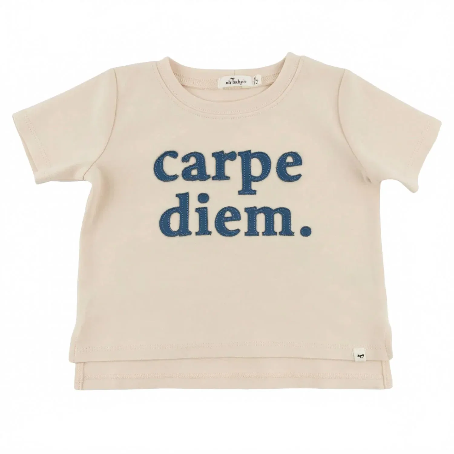 Детская футболка для мальчиков с коротким рукавом и принтом Carpe Diem Raw Edge oh baby!, Natural — фото 2