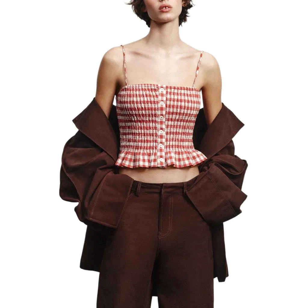 Женская майка-комбидресс без рукавов ZARA, White/Red — фото 4