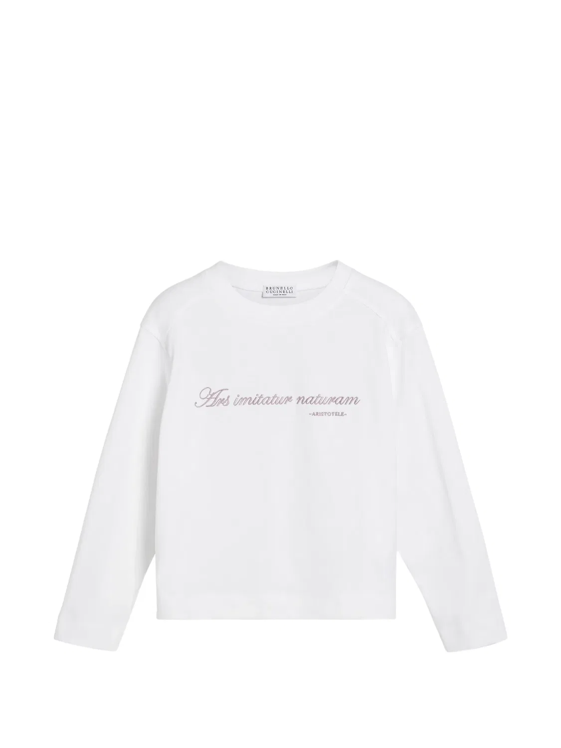 Футболка с длинными рукавами и вышивкой Brunello Cucinelli Kids, белый