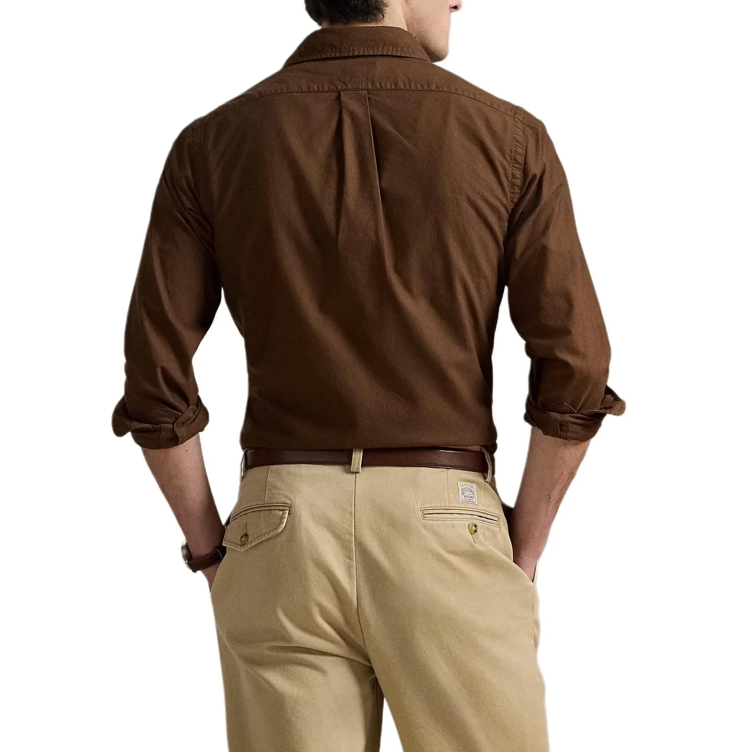 Мужская рубашка с лацканами, прямой крой, Polo Ralph Lauren, Dark Brown — фото 4
