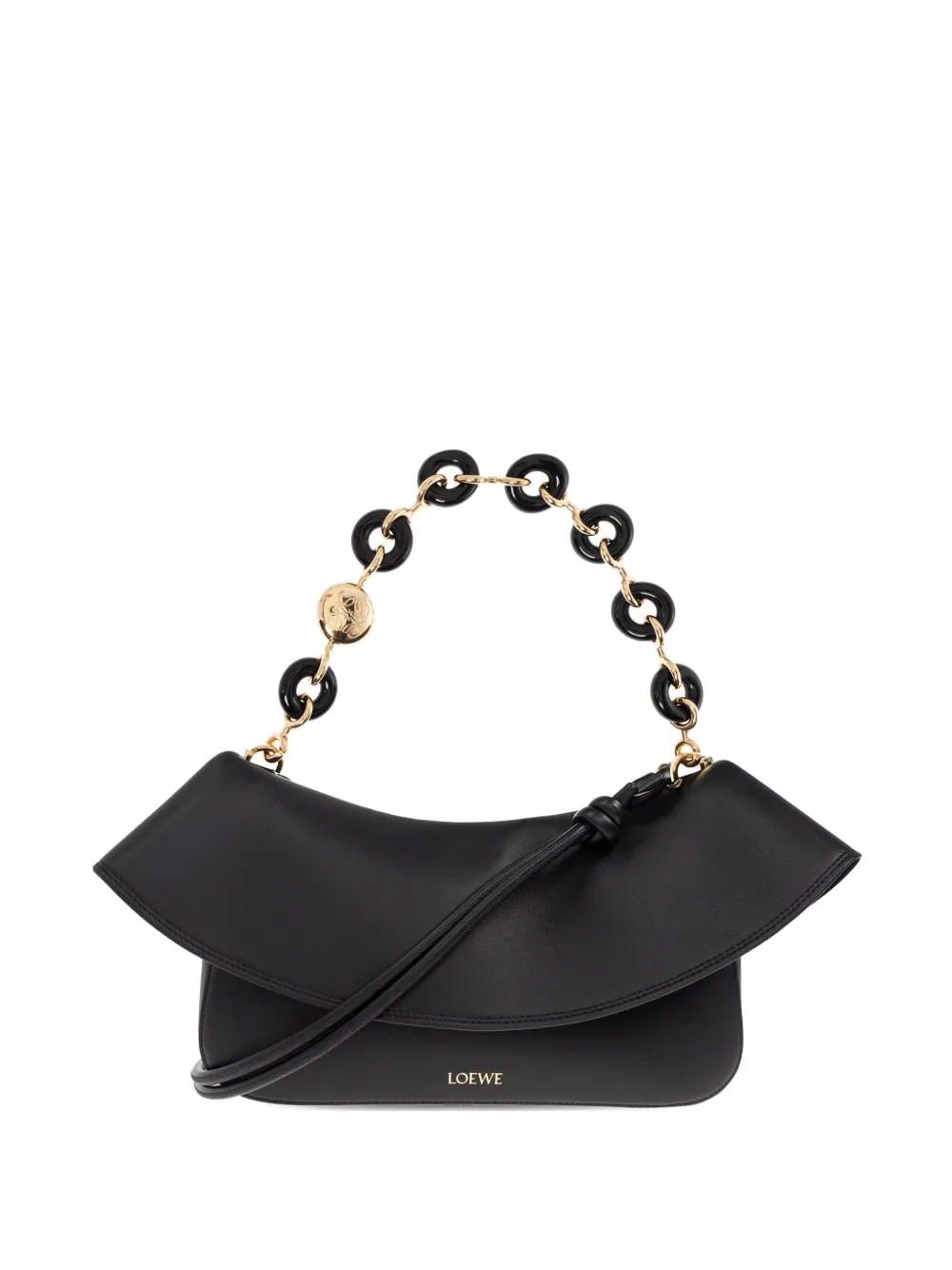 

Сумка на плечо с цепочкой и оборками LOEWE, черный