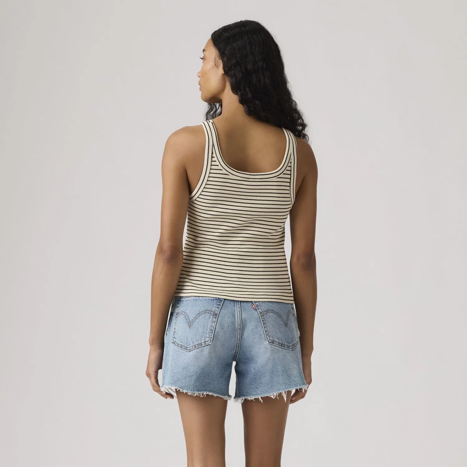 Женская майка с ребристой текстурой Essential Ribbed Tank Levi's, May Stripe Seedpearl — фото 2