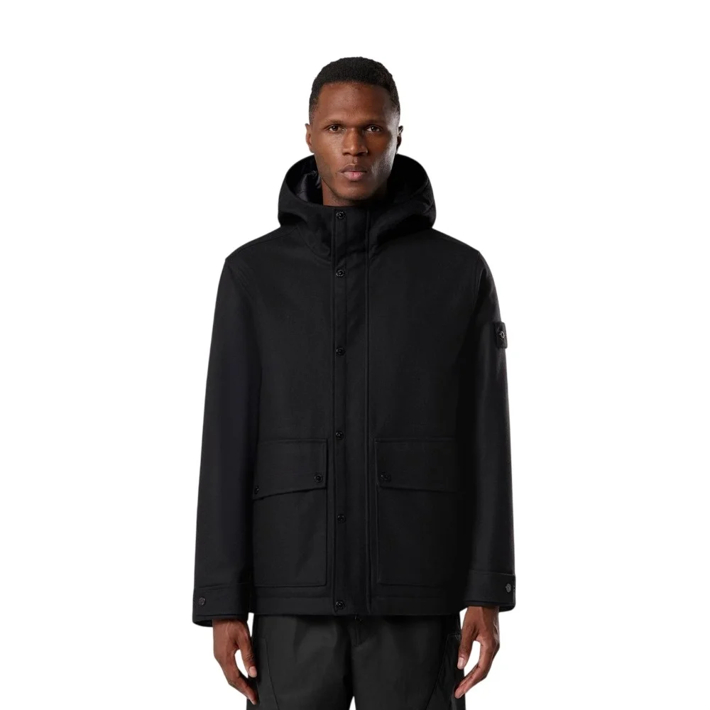 Мужская парка Stone Island Padded Short With Anti-drop, черный