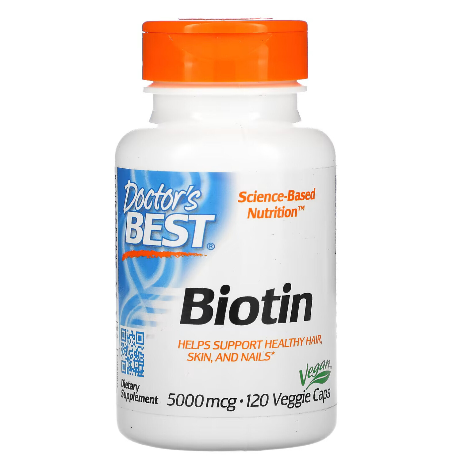 

Doctor's Best, биотин, 5000 мкг, 120 вегетарианских капсул