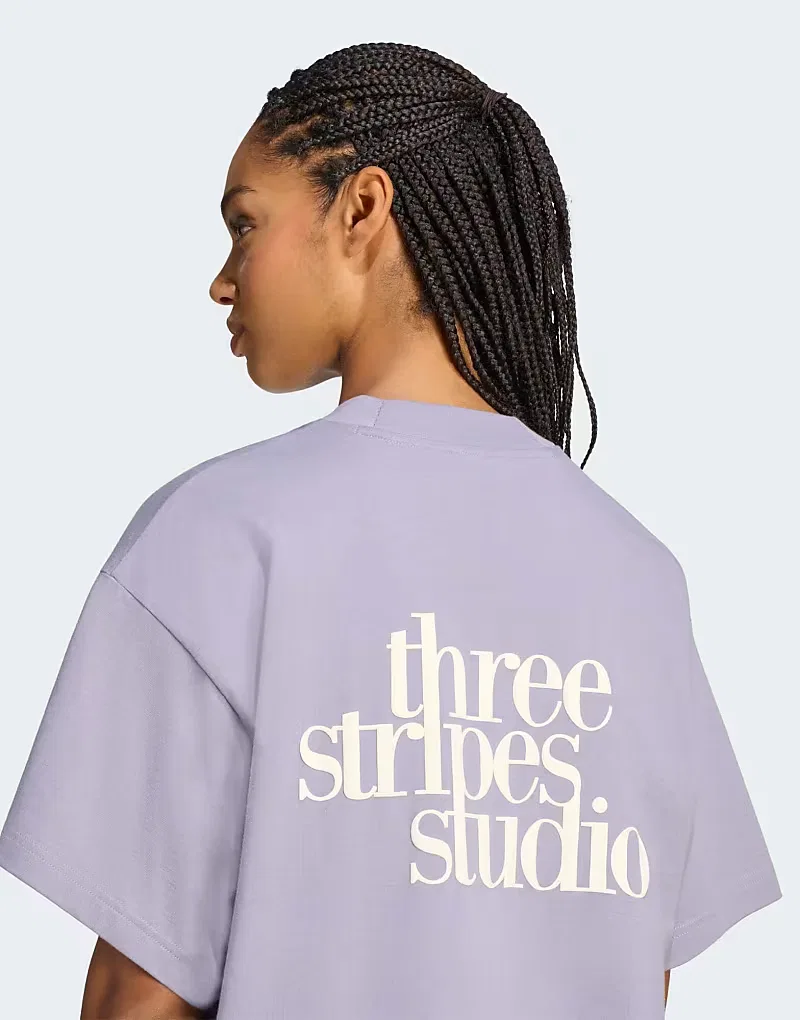 Футболка Adidas performance Studio 3-Stripes, серый — фото 4
