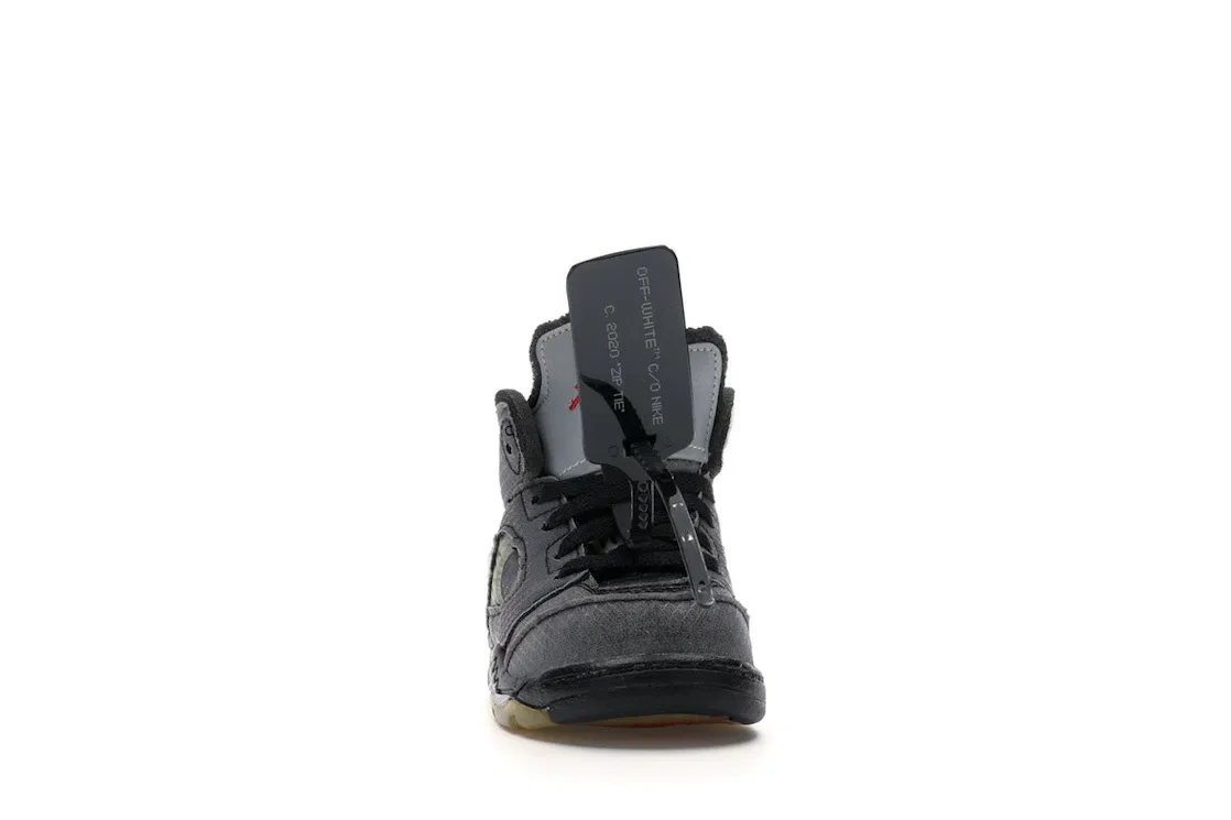 Детские кроссовки Lifestyle с деконструированным дизайном Jordan 5 Retro, Black/Muslin-Fire Red — фото 2