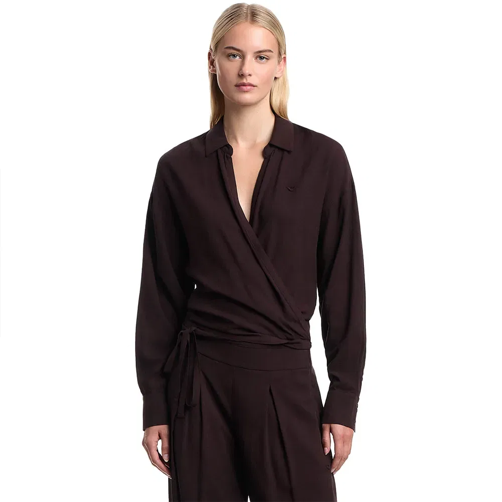 Рубашка с длинным рукавом Emporio Armani, коричневый