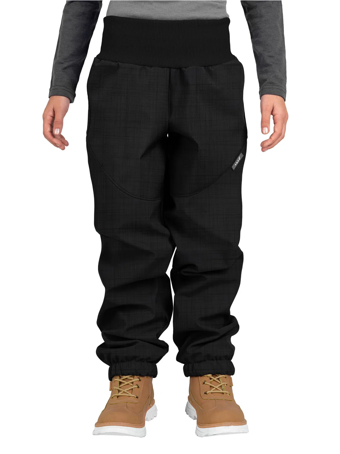 Детские утепленные брюки из софтшелла с искусственным мехом Softshell-Hose mit Teddyfutter fur Kinder Light, Unuo, Schwarz Gestromt — фото 2