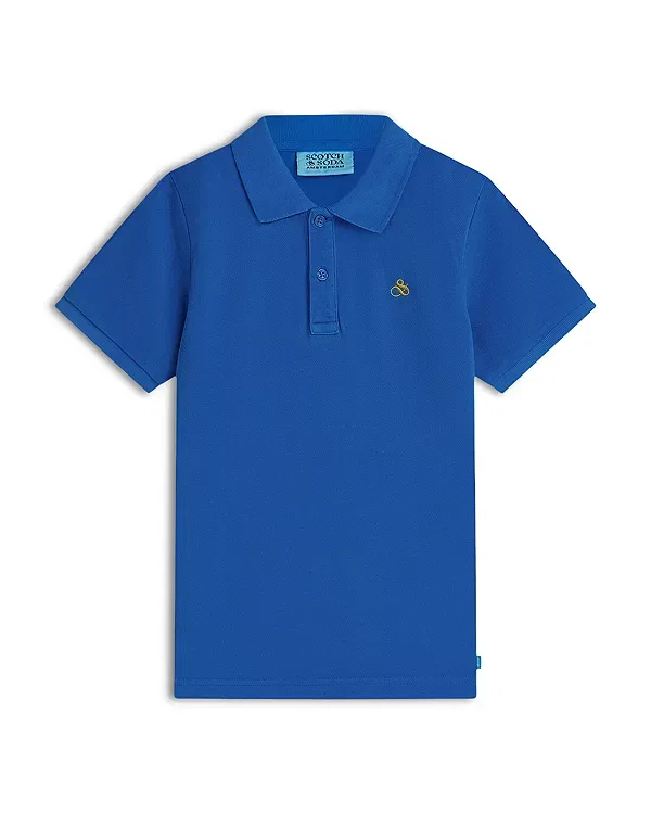 Детское поло для мальчиков с вышивкой на груди Scotch & Soda, Strong Blue