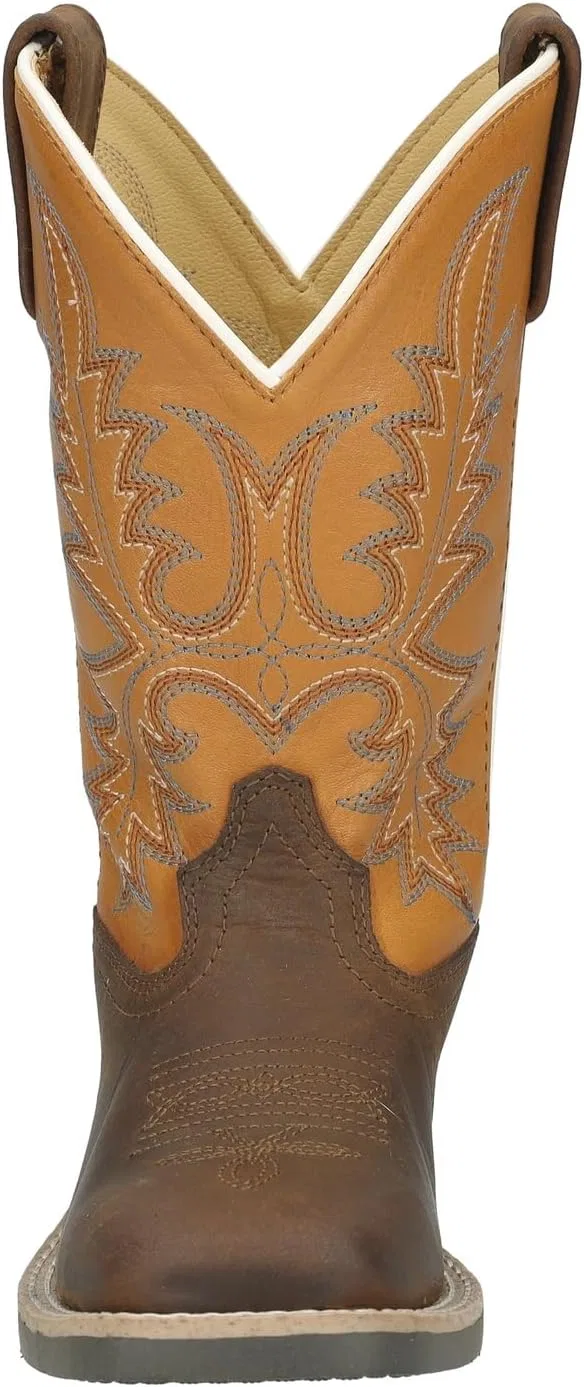 Детские ковбойские сапоги для мальчиков с квадратным носком Smoky Mountain Boots, Brown Oil Distress/Tan — фото 2